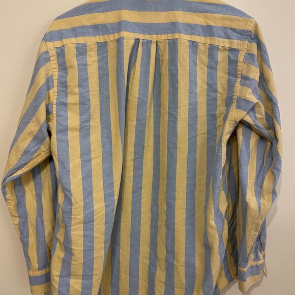 Vintage 90's 100% Cotton Cambridge Classics Yellow & Blue Striped Button Down - Picture 3 of 10